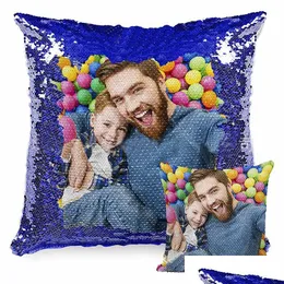 Pillow Case 11 Colors Diy Sublimation Blank 40X40 Sequin Couch Ers Creativity Fashion Pillowcase Decoration Gift Pillowslip Drop Del Dh5We