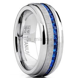 Band Ringe Mode Edelstahl Ring 8mm Titan Stahl Ring Saphir Ring Verlobungsring Edelstahl Schmuck anillo hombre J230531