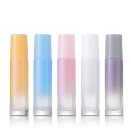 10ml baskılı cam silindir şişeleri seyahat portatif parfüm esansiyel yağ şişesi mini gradyan renk boş kozmetik şişeler