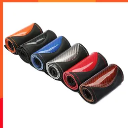 New Car Wheel Cover Hand-stitched Carbon Fiber Steering Sports Wheel Cover Non-slip Leather Braid For Steering Wheel Universal
