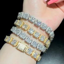 Gold Plated Sparking CZ Cluster Cubic Zirconia Tennis Chain Armband Iced Out Bling CZ Charm Hip Hop smycken gåvor