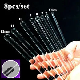 Yetişkin Oyuncaklar 5-12mm Set Cam Üretral Dilatatör Germe Tapası Kateter Sesli Ekleme Uyarıcı Erkek Penis Mastürbasyon Seks Oyuncak Erkekler için L230518