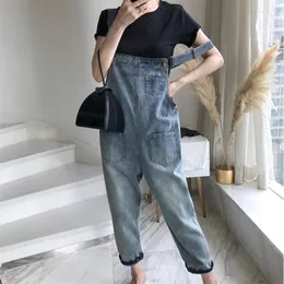 Women's Jeans Plus Size XS-2XL Women Denim Jumpsuit Spring Summer Autumn Fashion Casual Pocket Loose Elastic Bib Pants Overalls Blue