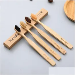 Other Bath Toilet Supplies Bamboo Charcoal Toothbrush Eco Friendly Softbristle Tooth Brush Portable Oral Cleaning Teeth Whitening Dhbw3