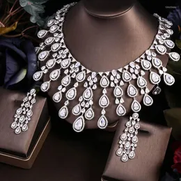Серьги ожерелья устанавливают Jankelly African 2 PCS Bridal циркония для женщин.