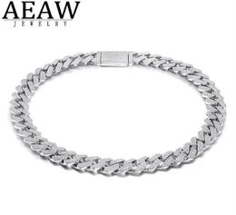 AEAW 18 Inch 925 Sterling Silver Setting Iced Out Moissanite Diamond Hip Hop Cuban Link Chain Miami Necklace Jewelry for Mens X0509505197