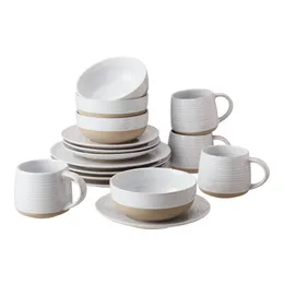 Better Homes Gardens- Abott White Round Stoneware 16-Piece Dinner Set