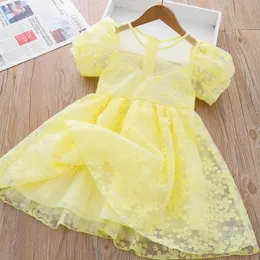 Kız Elbiseleri Kızlar Kabarcık Kol Elbisesi 2023 Yaz Yeni Çocuklar Kilpik Prenses Elbise Elbise Çocuklar İçin Kız Çiçek Elbiseleri Düğünler İçin Çiçek Elbiseleri AA230531