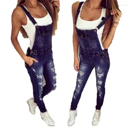 Women's Jeans Fashion Ripped Women Overalls Jumpsuit A Tight Little Feet Distressed