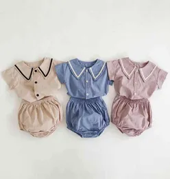 MILANCEL summer baby boy clothing preppy style infant girls clothes cotton tee and bloomer baby set 2103224550678