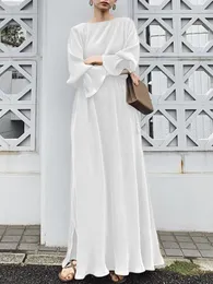 기본 캐주얼 드레스 Zanzea Spring Retro 라인 멍청이 여성 단단한 긴 소매 로브 로브 프랑스 우아한 스윙 카프탄 패션 파티 맥시 드레스 230531