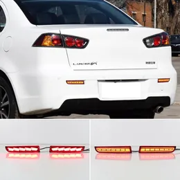 2PCS LED 리어 범퍼 반사판 미츠비시 랜서에 대한 Evo 2008-2017 Evolution X CZ4A Outlander Sport RVR ASX를위한 리어 범퍼 반사판 테일 브레이크 라이트