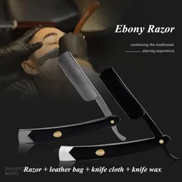 Blade 4pcs/set Japan Stainless Steel Straight Razor Kit Sandalwood Handle Baber Manual Shaver Set Leather Bag Knife Cloth Wax G1229