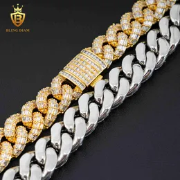 Fashion Jewelry Hip Hop Iced Out Full Emerald Cut 3a+ Cz Diamond Cuban Link Chain 15mm Chain for Men