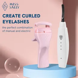 Brushes Miss Sally Eyelash Curler Electric and Manual 2pcs Set Quickheating Natural Eyelash Curler Longlasting Beauty Makeup Tools