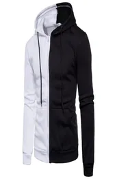 EU Size mens Hoodie half white half black patchwork hoodies and sweatshirts Men Hip Hop hooded Tracksuits5482378