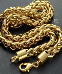 18K 18CT Gold Filled Mens Weaved 50 60 70cm Lenght Heavy Chain Necklace 7MM2340356
