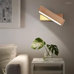Wall Lamp Wooden LED With Switch Indoor Decration Rotatable Fixture Bedroom Bedside Reading Lighting