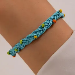 リンクブレスレットHuatang Bohemian Style Woven Bracelet Colorful Women's Jewelryチェーン調整可能な海辺の屋外