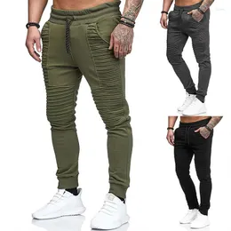 Calças Masculinas Calças de Moletom Verde Exército Enrugadas Slim Fit Quatro Estações Jogging Calças de Basquete Corrida Esportes Respirável Para Hombre