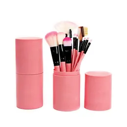 Borstar 12st Makeup Brush Set Eye Shadow Eyeliner Eyelash Cheek Makeup Brush Set With Storage Cylinder Cosmetics Beauty Tools Hot