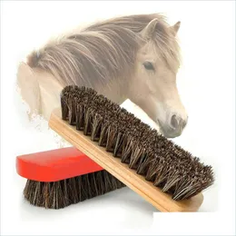 Cleaning Brushes 100% Horsehair Shoe Brush Polish Natural Leather Real Horse Hair Soft Polishing Tool Bootpolish For Suede Nubuck Bo Dhmts