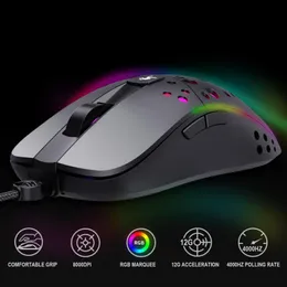 Mice Gaming Mouse Wired RGB Mouse 8000DPI 6 أزرار مستقلة قابلة للبرمجة لأجهزة الكمبيوتر المحمولة للكمبيوتر.