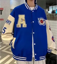 Letter Setter Kurtka College College HOP HARUKU BONE VARSITY UNISEX BOMBER Streetwear Hip Patchwork Baseball Kamety Kurtki płaszcze