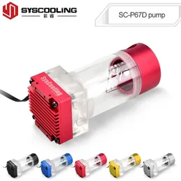 Syscooling P67D Bomba com tanque de água de 65 mm para resfriamento de água PC Sistema de resfriamento de água DIY Luzes RGB Suporte PWM Speed Control