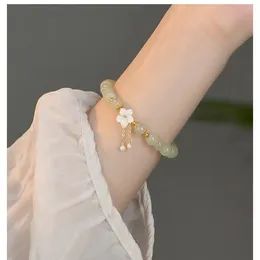 Peach Blossom Hotan Jade Bracelet Girl's Luxury Small Guofeng Handstring 520 Día de San Valentín Regalo del día de la madre para novia
