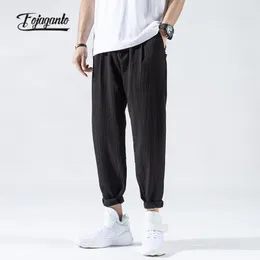 Pantaloni FOJAGANTO Pantaloni sottili estivi da uomo Moda Tinta unita Pantaloni casual larghi a nove punte Pantaloni sportivi a nove punte traspiranti da uomo