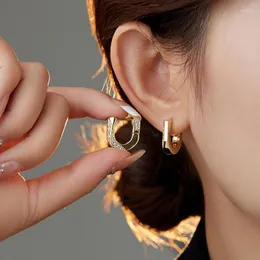 Hoopörhängen 925 Sterling Silver U-formad form örhänge för kvinnor flicka geometri öron spänne minimalistiska mode hiphop fina smycken