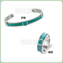 Colar de joias de grife Acessórios de bloqueio esmalte verde cola gotejamento pulseira anel casal para homens mulheres alta qualidade