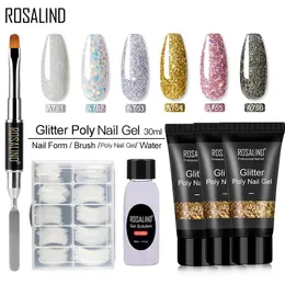Kits Rosalind Poly Nail Gelit Glitter Hybrid for Nails Extension All for Manicure Nail Kit UV LED BASE TOP GEL PLAIND