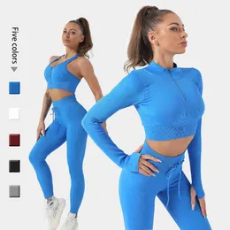 TRACKSUITS Kvinnors sömlösa yogaset Gymkläder Drstring High midja tätt fitness -sportkläder P230531