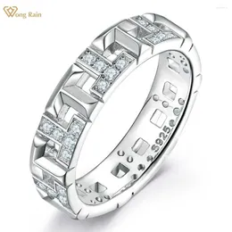 Cluster Rings Wong Rain 18K Gold Plated 925 Sterling Silver High Carbon Diamond Gemstone Wedding Gift Band Jewelry Engagment Ring Wholesale