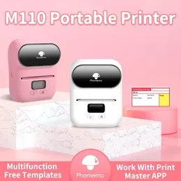 Skrivare M110 Termisk bärbar skrivare Paper Label Printer Mini Pocket Thermal Printer Printer Wireless Bluetooth Labeller Android iOS