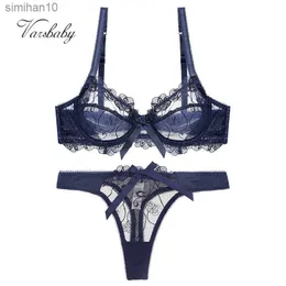 Cuecas Calcinhas Varsbaby 2 pçs Feminino Sexy Ultrafino Respirável Conjuntos de Lingerie Florais Sutiãs + Tangas L230518