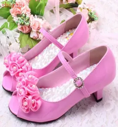 3 Colors Good Quality Children White Flower Pearls Shoes Girls High Heel Sandals Kids Wedding Shoes Children Size 26369289544