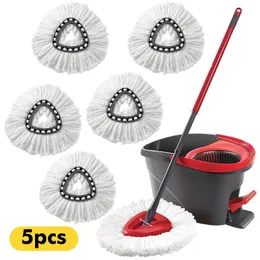 Mops 5pcs Household Sponge Fiber Mop Head Refill Replacement Home Cleaning Tool Microfiber Floor 360 Spin Without Bucket 231130