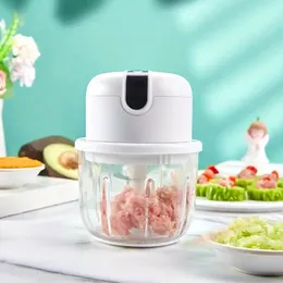 Chopper elettrico per aglio elettrico multifunzione wireless USB da 11,83 once, mini piccolo schiacciapatate per aglio tritacarne per pepe, peperoncino, noci, carne, elettrodomestici da cucina elettrici