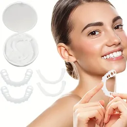 Apparecchi per denti con impiallacciature da 1/2 scatola, apparecchi per denti artificiali superiori e inferiori, kit per denti cosmetici, protesi per impiallacciature cosmetiche per uomini e donne