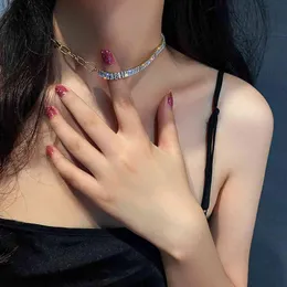 Fashion trend Creativity Geometric Crystal Necklace for Women Top tempeerament Jewelry Neck Chains Inlaid High Quality Aaa Zircon 2043