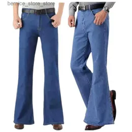 Herrbyxor stora klockbotten jeans män 80-tal retro stora blossade jeans dans denim byxor boot cowboy byxor q231201