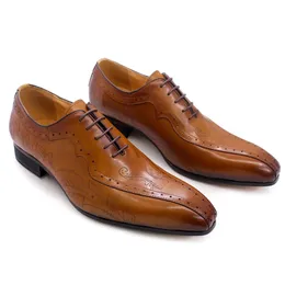 Dress Shoes Italian Style Brown Black Genuine Leather Oxford Dress Shoes High Quality Lace Up Suit Shoes Footwear Wedding Formal Men's Shoes 231130