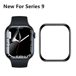 Novo relógio inteligente 45mm para apple watch série 9, pulseira marinha, relógio esportivo, pulseira de carregamento sem fio, película protetora