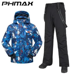 Ternos de esqui Phmax homens terno snowboard à prova de vento inverno esportes ao ar livre jaqueta de neve calça roupas térmicas esqui quente 231130
