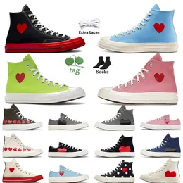 High Top Vintage Commes Des Garcons X 1970s Designer Canvas Shoes Womens Mens All Star Classic 70 Chucks Taylors Low Multi-Heart Top Quality OG Trainers Sport Sneakers