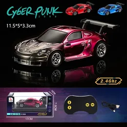 Electric/RC Car 1/43 2.4G 4WD Super Mini RC Car Electric Vehicle Model Kids Drift Toys Gold-plated Racing Light Pocket Remote Control Car 231130