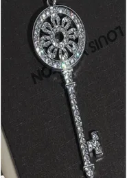 Pop High Fashion Sparkling Lady's 925 Solid Silver CZ Key Pendant Chain Halsband för kvinnor7613595